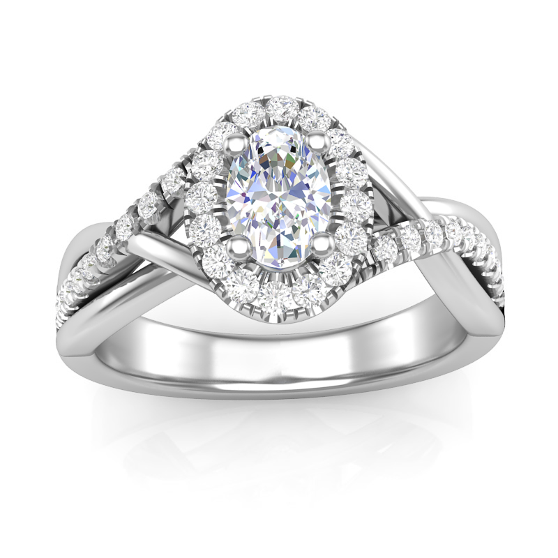 JCX391323: Oval Halo Engagement Ring