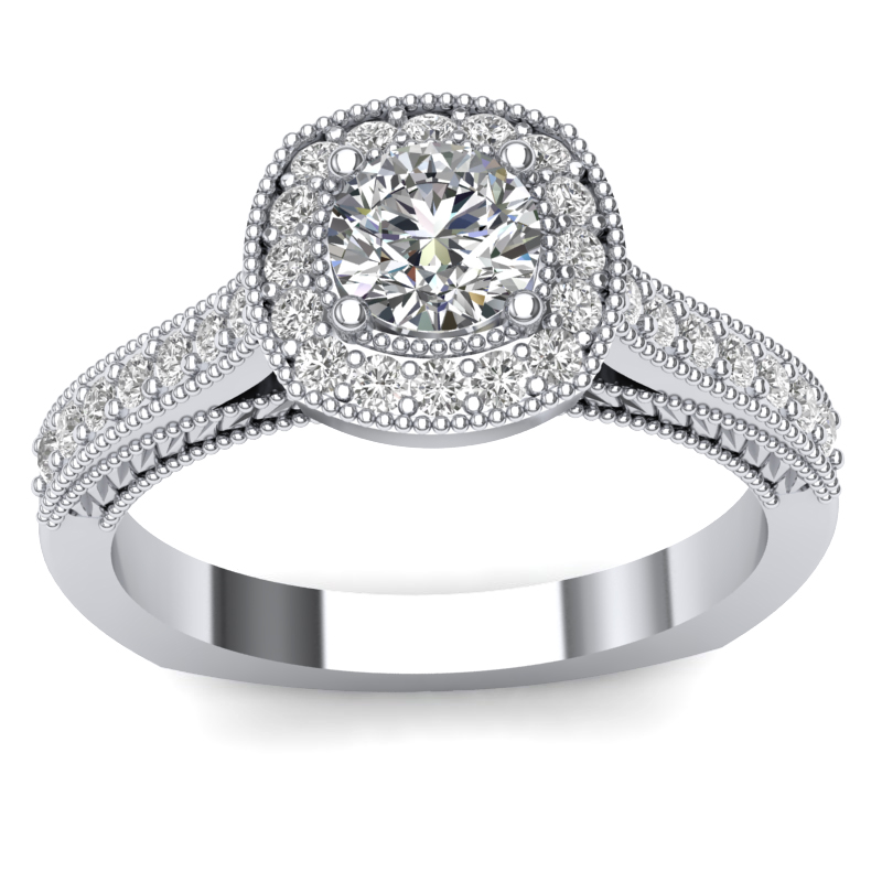 JCX391207: Vintage Halo Engagement Ring