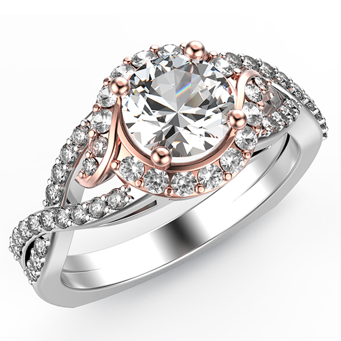 JCX391201: Two Tone Infinity Halo Engagement Ring