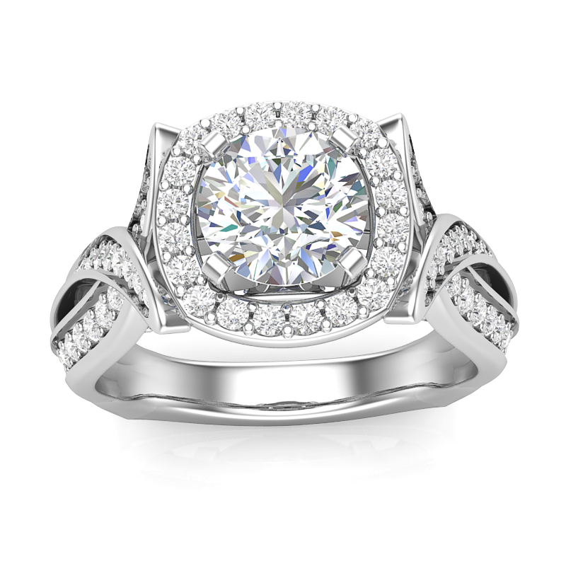JCX391217: Halo Engagement Ring w/ Adjustable Head - Available in Multiple Sizes