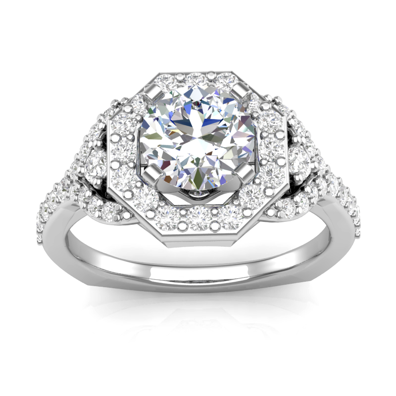 JCX391222: Halo Engagement Ring w/ Adjustable Head - Available in Multiple Sizes