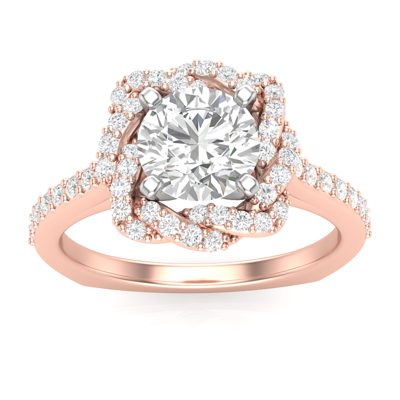 JCX391183: Weave Halo Diamond Engagement Ring w/ Adjustable Head - Available in Multiple Sizes