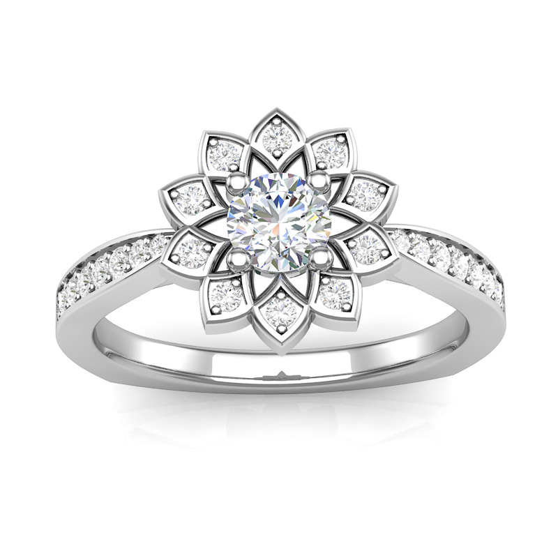 JCX391243: Flower Halo Engagement Ring