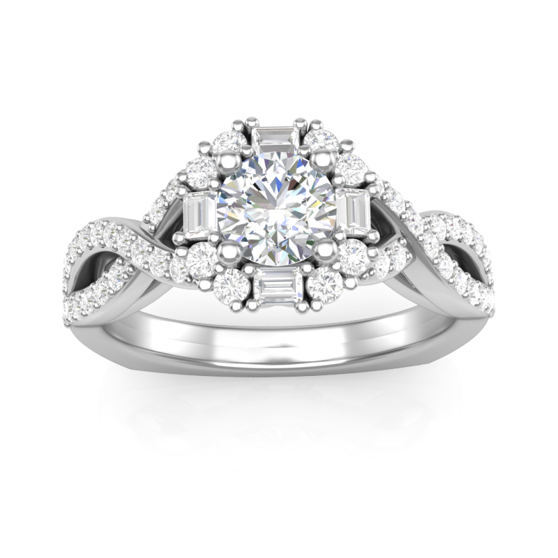 JCX391336: Baguette Halo Engagement Ring
