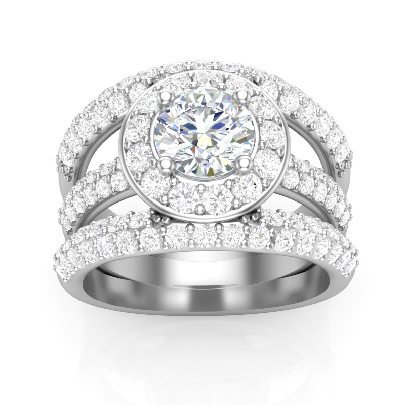 JCX391338: Three Row Halo Engagement Ring