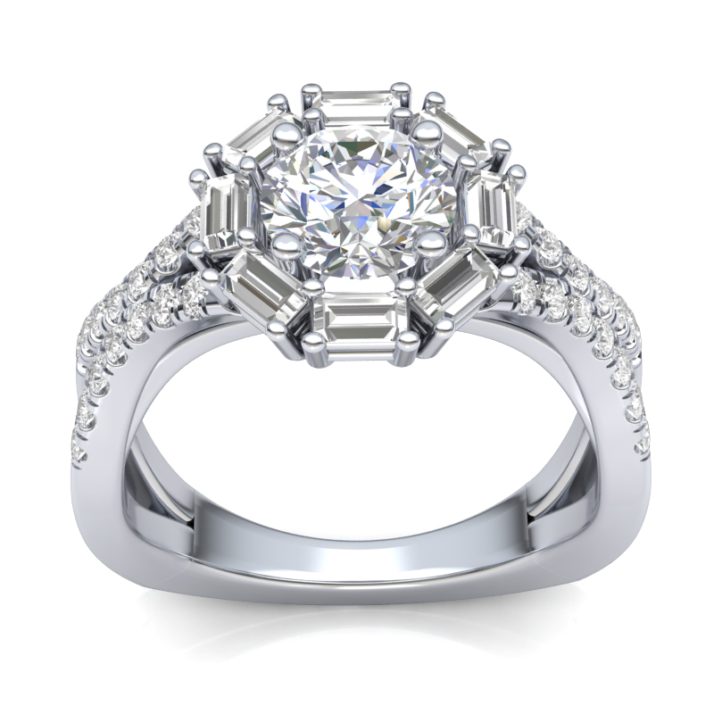 JCX391266: Baguette Halo Engagement Ring