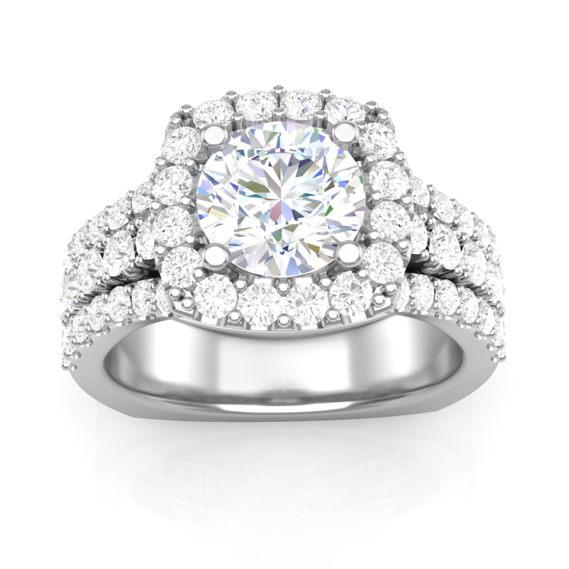 JCX391339: Three Row Halo Engagement Ring