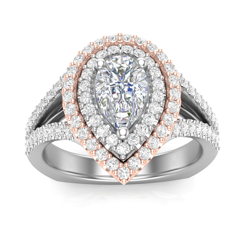 JCX391260: Double Halo Pear Engagement Ring