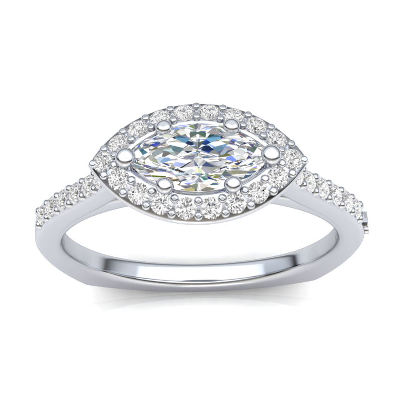JCX391273: East/West Marquise Halo Engagement Ring