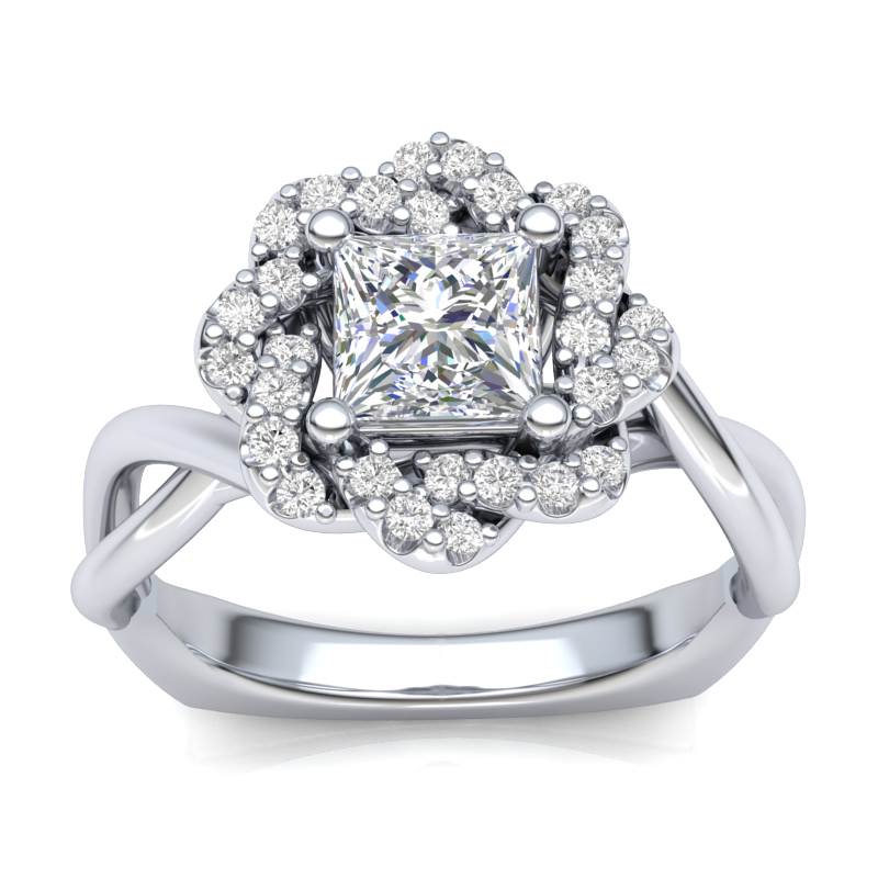JCX391277: Weave Halo Engagement Ring