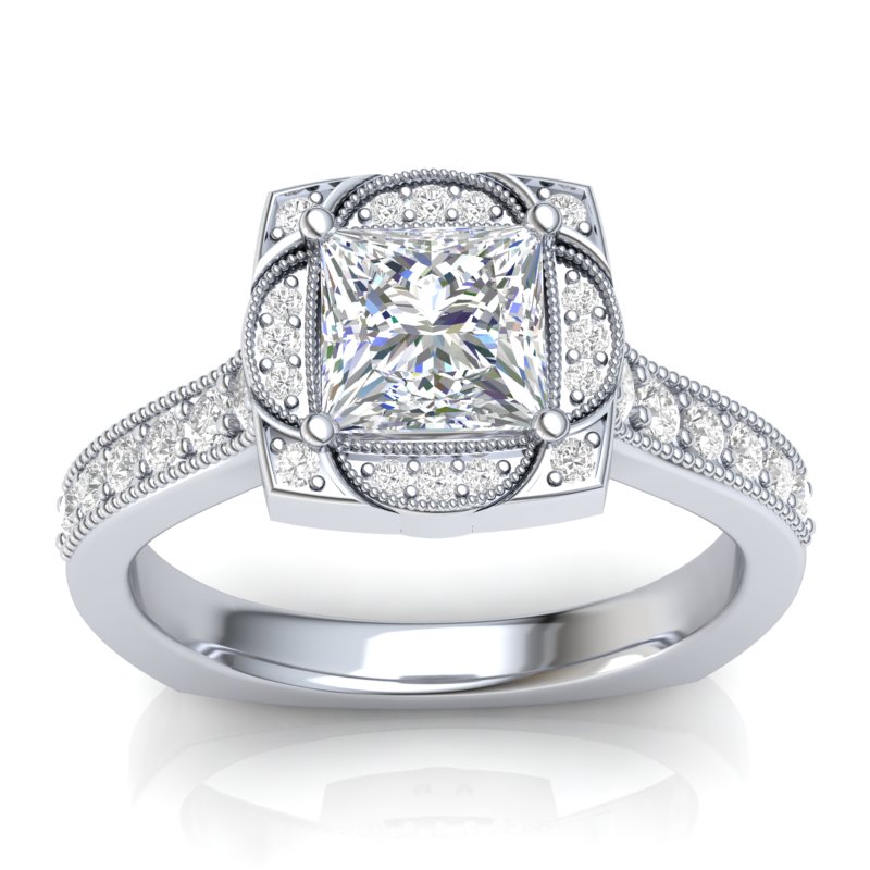 JCX391328: Vintage Halo Engagement Ring