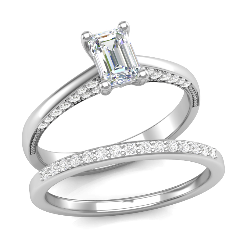 JCX391289: Emerald Cut Diamond Engagement Set