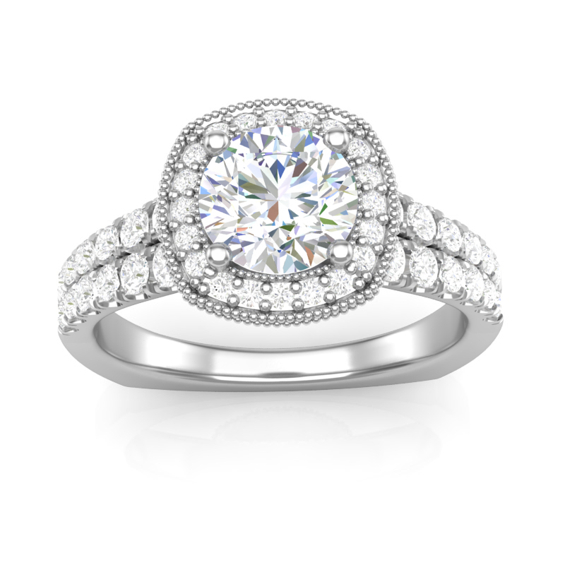 JCX391302: Beaded Halo Engagement Ring