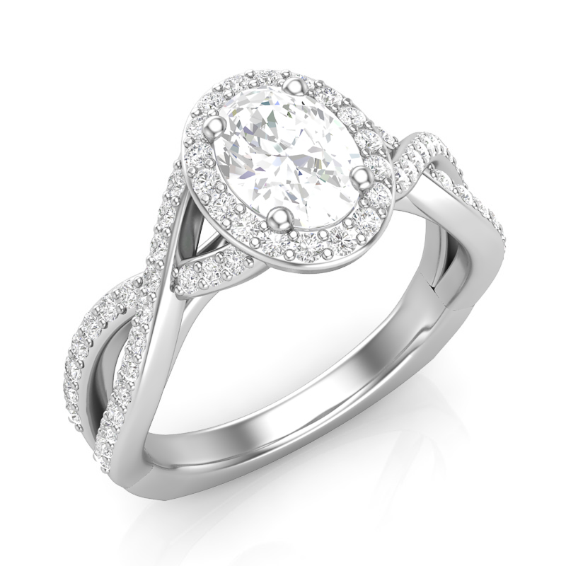 JCX391378: Oval Halo Engagement Ring