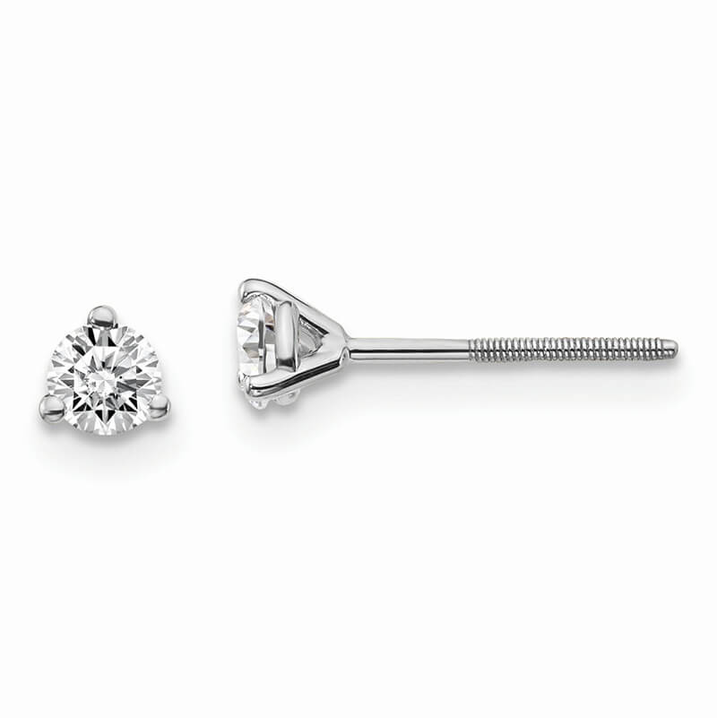 JCX1183: 14kw 1/4ctw Cert. VS/SI; D E F; Lab Grown Diamond 3 Prg Screwbk Earring