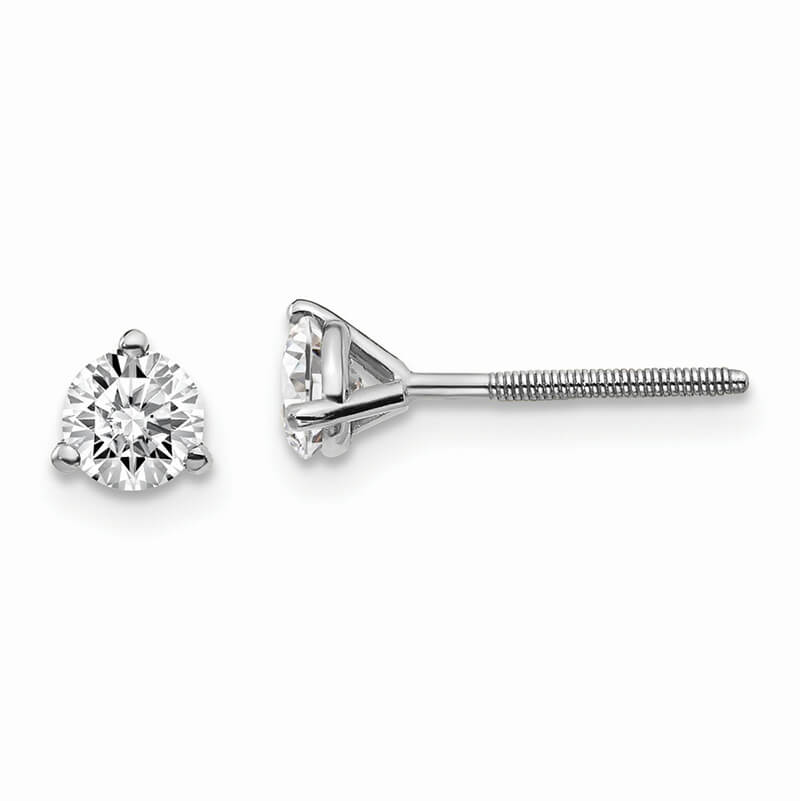 JCX1044: 14kw 1/2ctw Cert. VS/SI; D E F; Lab Grown Diamond 3 Prg Screwbk Earring