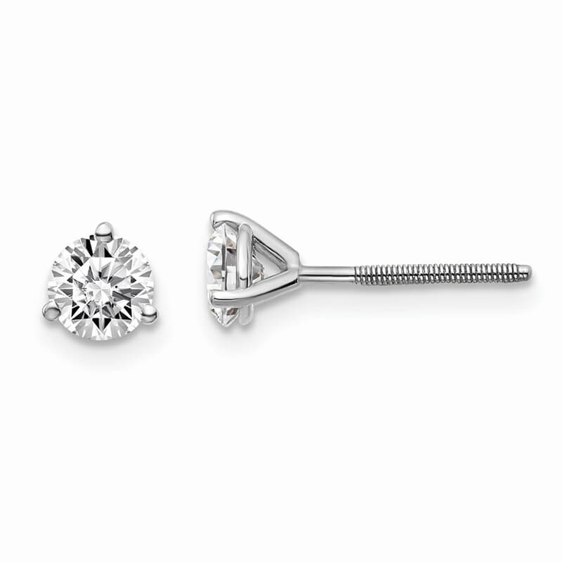 JCX1061: 14kw 3/4ctw VS/SI; D E F; Lab Grown Diamond 3 Prg Screwbk Earring