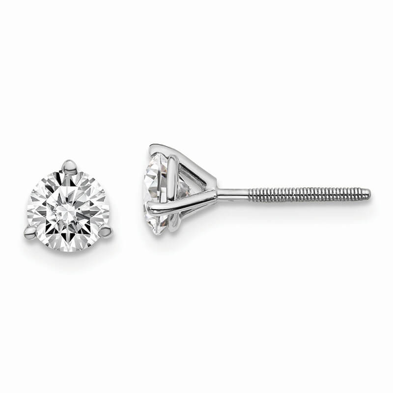 JCX1062: 14kw 1ctw VS/SI; D E F; Lab Grown Diamond 3 Prg Screwbk Earring