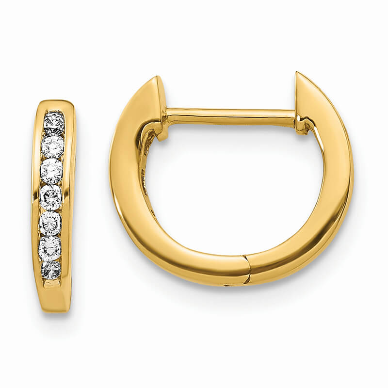 JCX1355: 14K Gold Polished Lab Grown Diamond SI1/SI2; G H I; Hinged Hoop Earrings