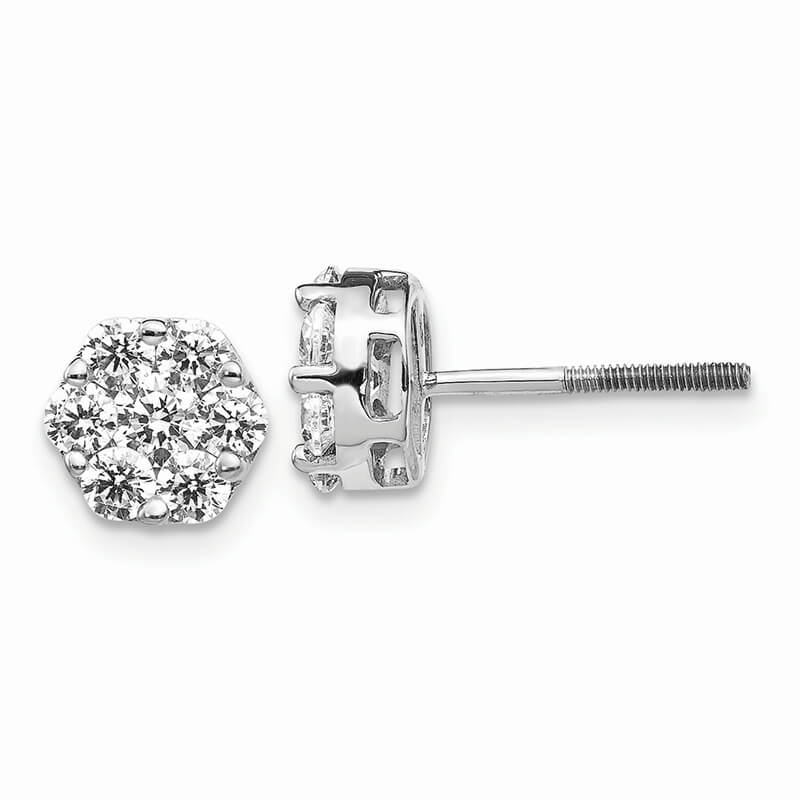 14kw Lab Grown Diamond SI1/SI2; G H I; Cluster Screwback Earrings