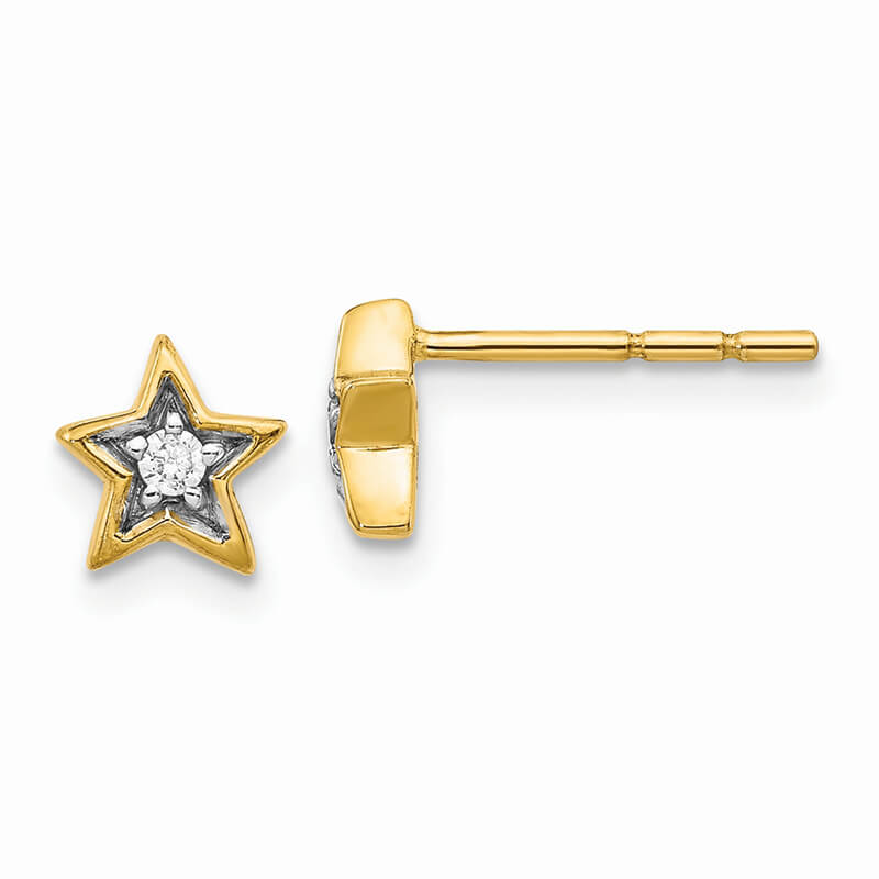 JCX1402: 14K Gold Lab Grown Diamond SI1/SI2; G H I; Star Post Earrings