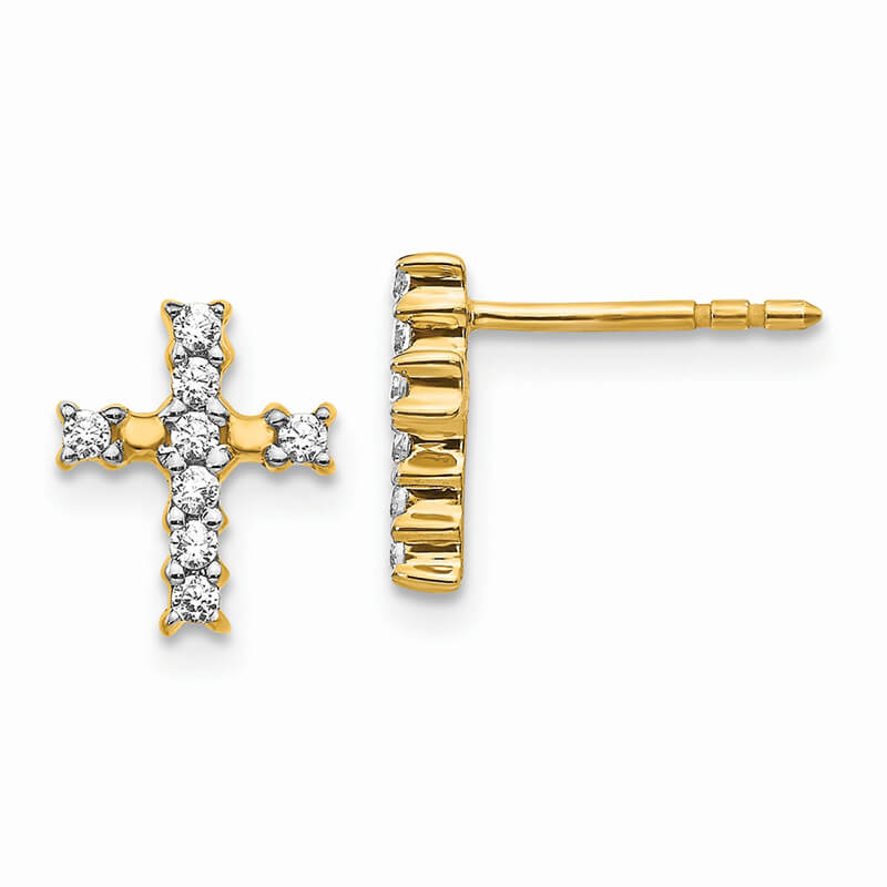 JCX1404: 14K Gold Polished Lab Grown Diamond SI1/SI2; G H I; Cross Post Earrings