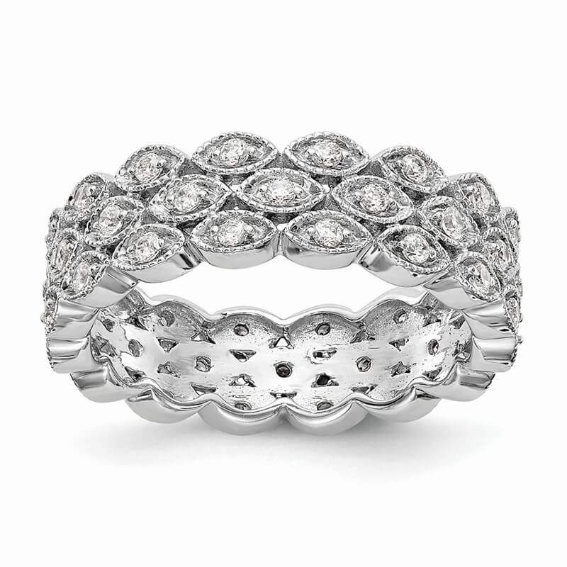 JCX1463: 14kw 3 Row Marquise Shaped Lab Grown Diamond SI1/SI2; G H I; Eternity Band