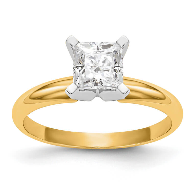 JCX664: 14k Two-Tone 5.5mm Medium-Wt Prong Princess Solitaire Mounting