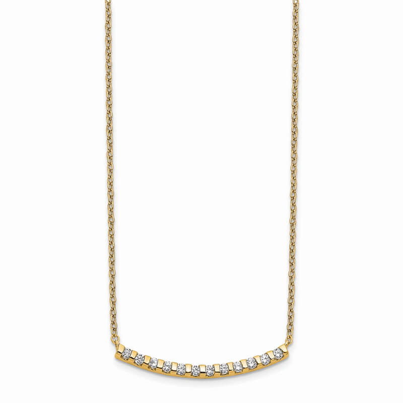 JCX1275: 14ky Lab Grown Diamond SI1/SI2; G H I; Curved Bar Necklace