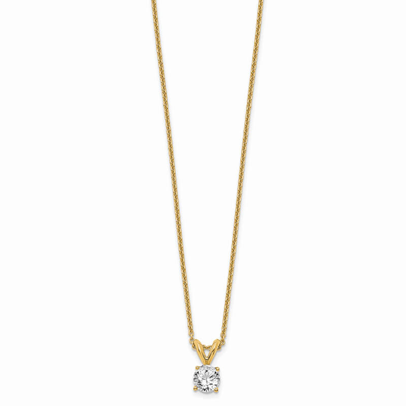 14ky 1/3ct. Round Lab Grown Diamond SI1/SI2; J; Solitaire Necklace