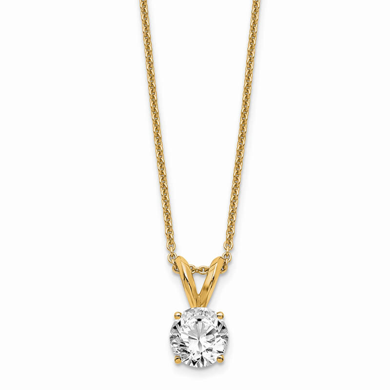 JCX1102: 14ky 1/2ct. Round Lab Grown Diamond SI1/SI2; J; Solitaire Necklace