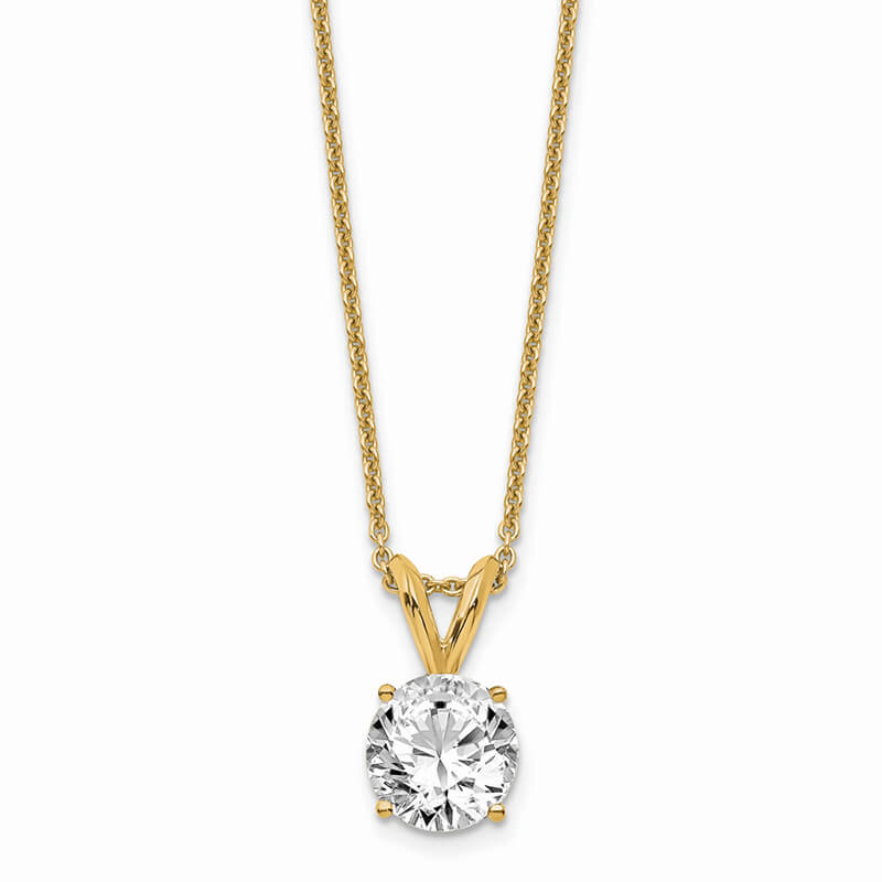 14ky 3/4ct. Round Lab Grown Diamond SI1/SI2; J; Solitaire Necklace