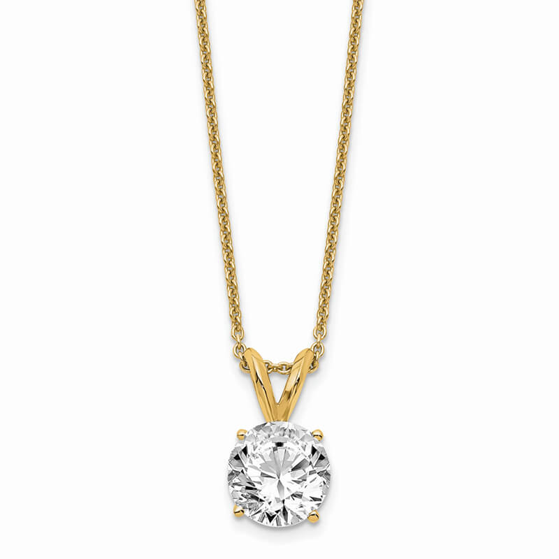 JCX1622: 14ky 1.00ct. Round Lab Grown Diamond SI1/SI2; J; Solitaire Necklace
