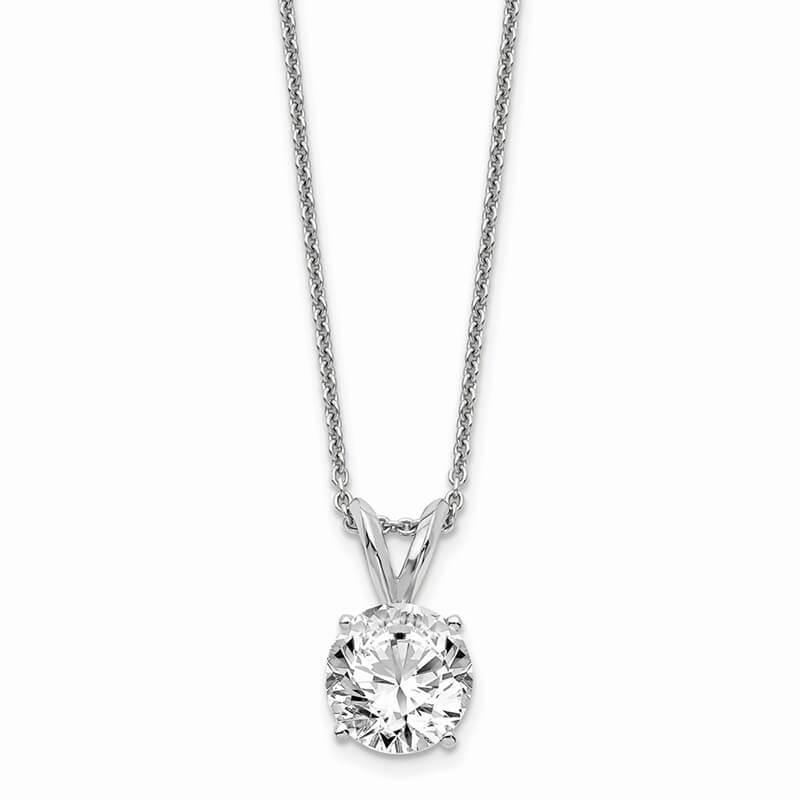 JCX1261: 14kw 1.00ct. Round Lab Grown Diamond SI1/SI2; G H I; Solitaire Necklace