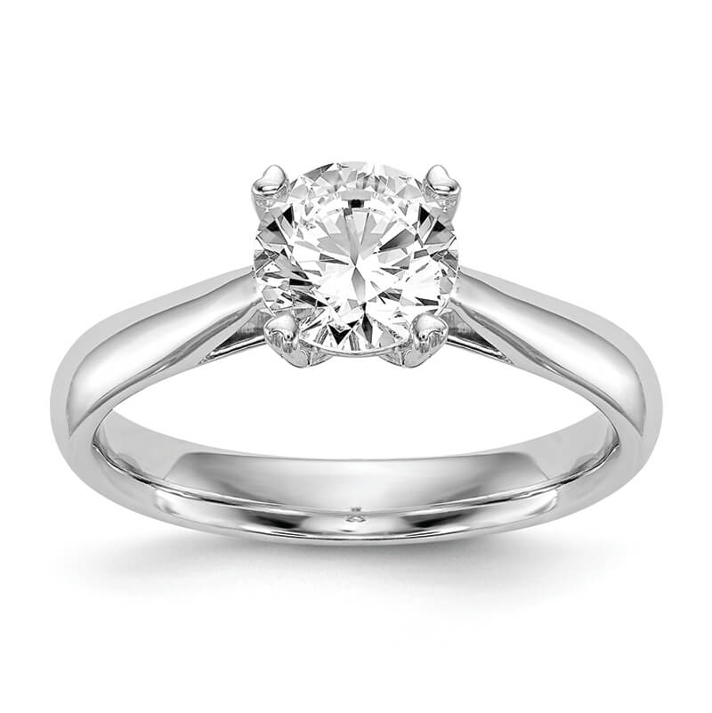 JCX14: 14k White Gold Round Solitaire Engagement Polished Mounting