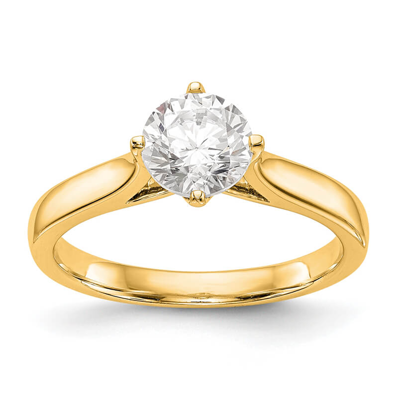 JCX252: 14k Yellow Round Solitaire Eng Polished Mounting