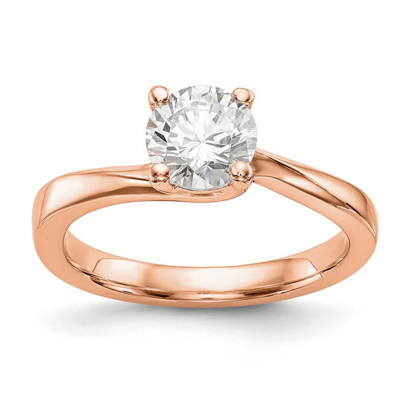 JCX941: 14k Rose Gold Round Solitaire Engagement Polished Mtg