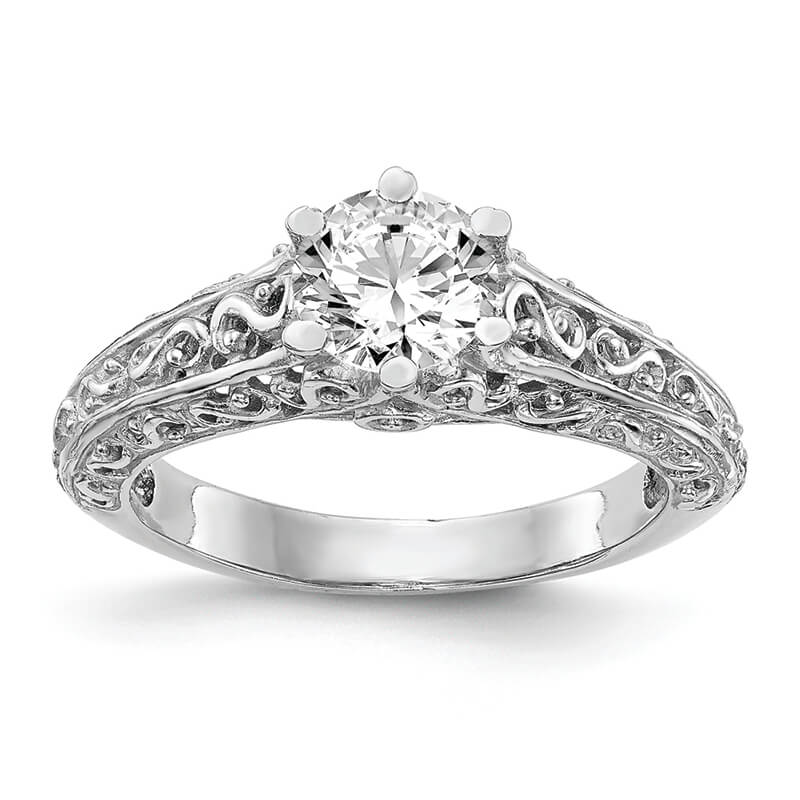 JCX18: 14k White Gold Round Solitaire Engagement Ring Mounting