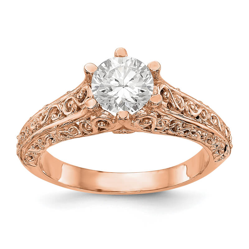 JCX679: 14k Rose Gold Round Solitaire Engagement Ring Mounting