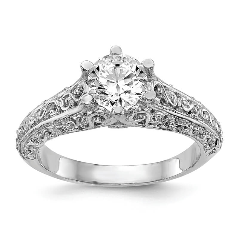 JCX5: 14k White Gold Round Solitaire Engagement Ring Mounting