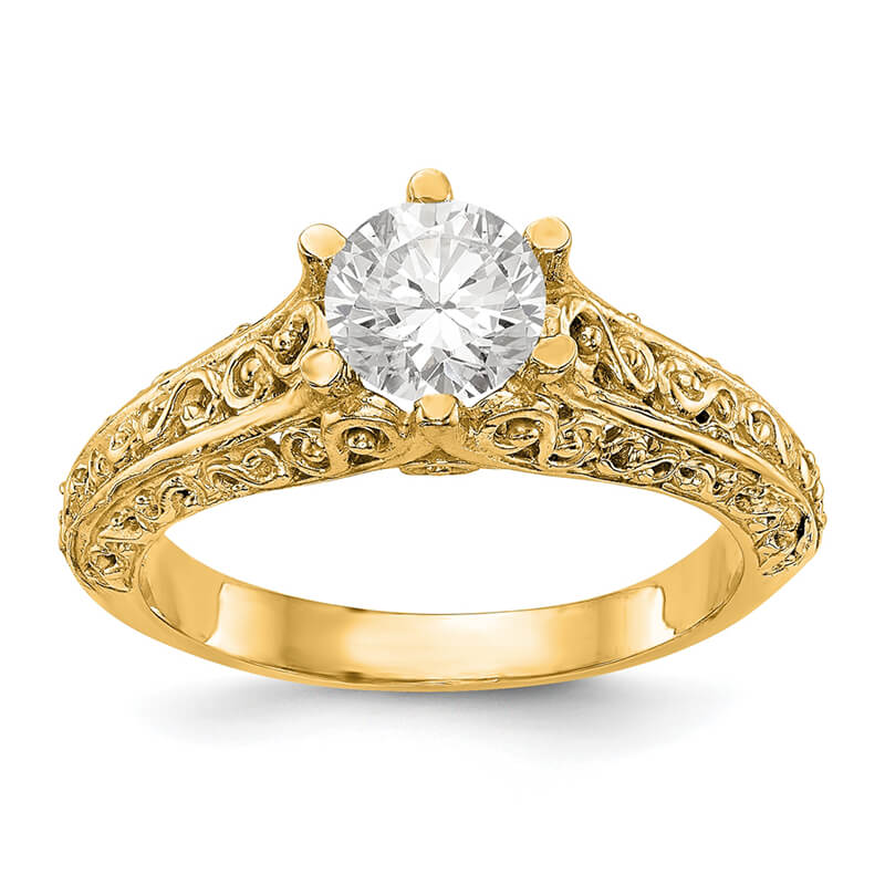 JCX683: 14k Yellow Gold Round Solitaire Engagement Ring Mounting