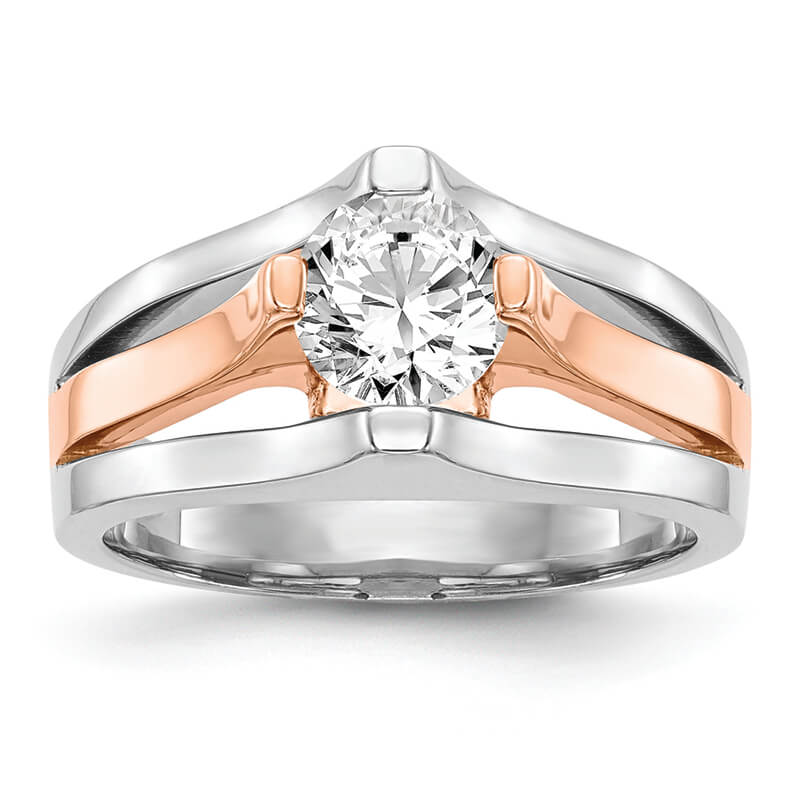 JCX130: 14k Two-tone Round Solitaire Engagement Ring Mounting