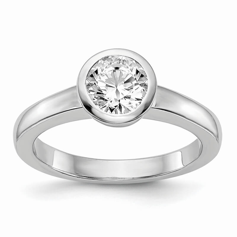 JCX184: 14kw Round Bezel Solitaire Engagement Ring Mounting