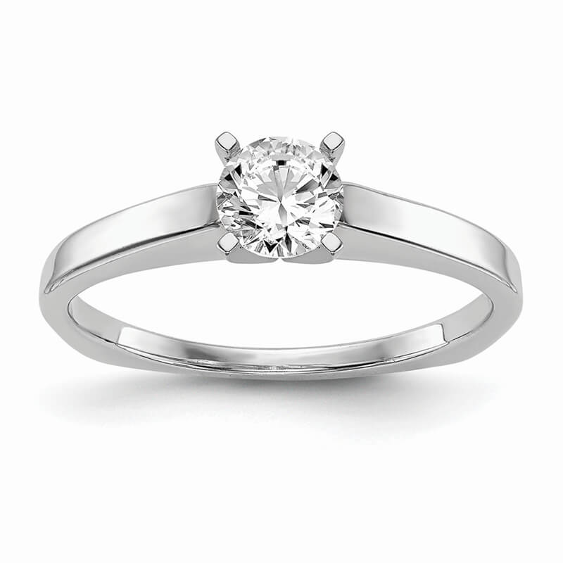 JCX349: 14k White Gold Peg Set Solitaire Engagement Ring Mounting