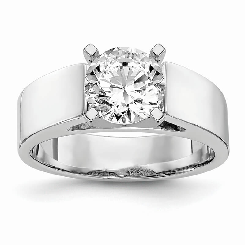 JCX353: 14k White Gold Peg Set Solitaire Engagement Ring Mounting