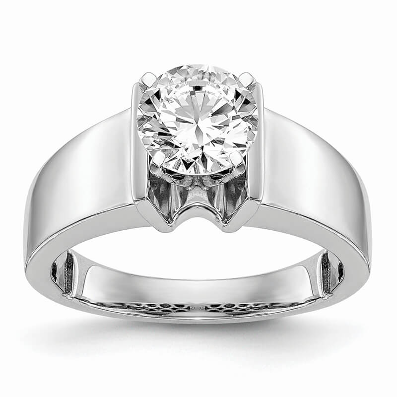 JCX195: 14k White Gold Peg Set Solitaire Engagement Ring Mounting
