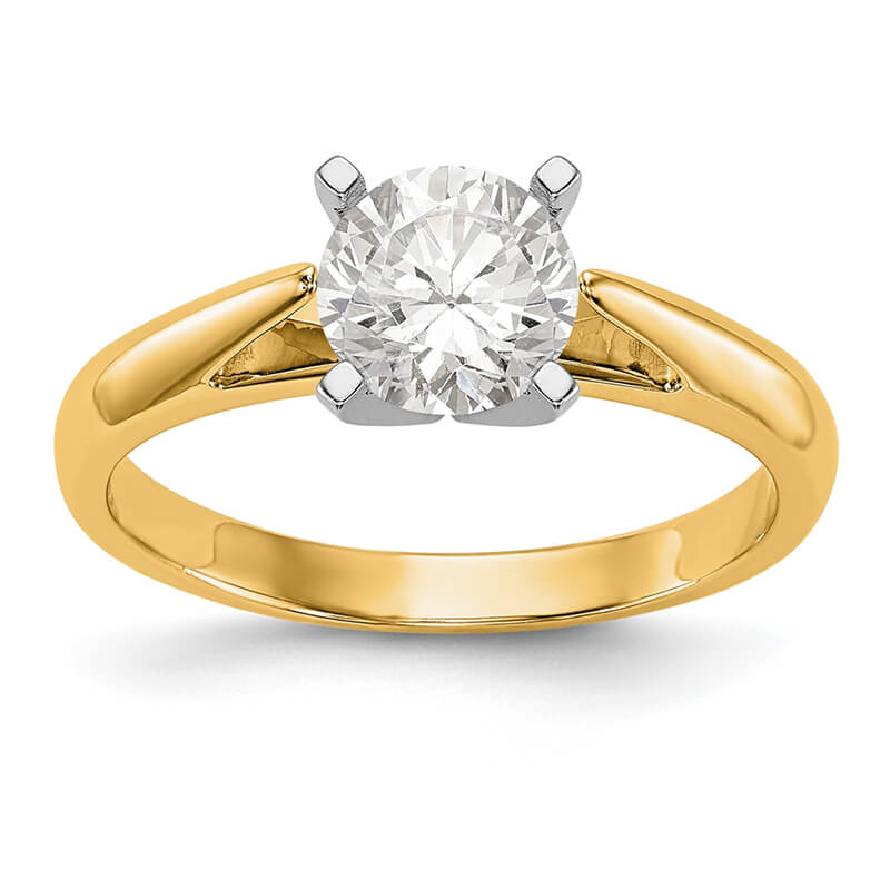 JCX979: 14k Yellow Gold Peg Set Solitaire Engagement Ring Mounting