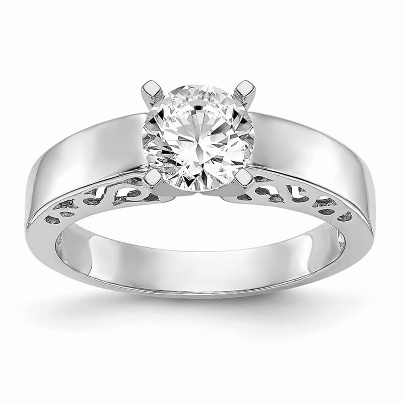 JCX341: 14k White Gold Peg Set Solitaire Engagement Ring Mounting