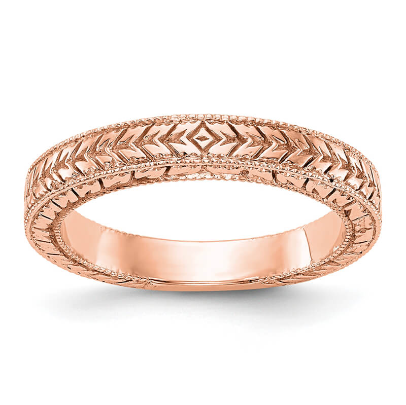 JCX773: 14K Rose Gold Etched Wedding Band