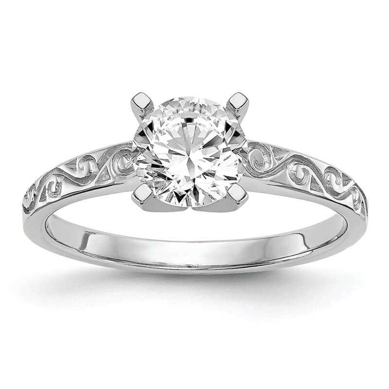 JCX17: 14k White Gold Peg Set Solitaire Engagement Ring Mounting